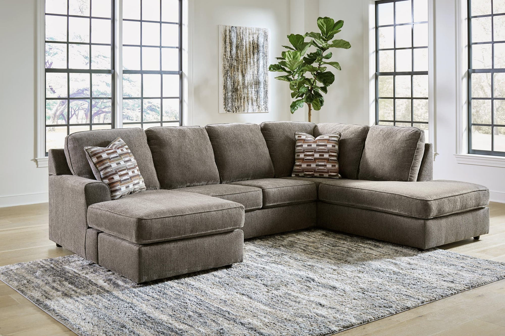 O'phannon Putty 2-Piece Sectional Sofa with Chaise front view