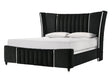 Armany Black Upholstered Wingback King Panel Bed front view