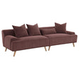 Elizabeth Corduroy Upholstered Extra Long Sofa Wine Red front view