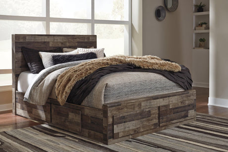 Derekson Multi Gray Queen Panel Storage Bed front view