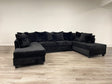 Kof Black Double Chaise Sectional sofa front view
