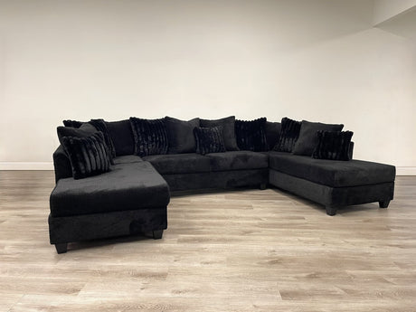 Kof Black Double Chaise Sectional sofa front view