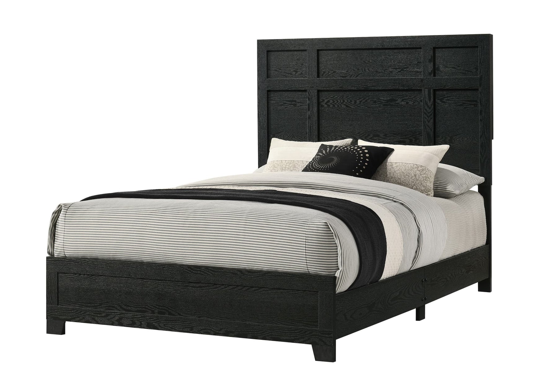 Cadence Black Panel King Bed front angle view