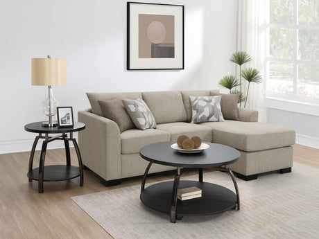 Storey Camel Upholstered Sleeper Sectional Sofa with Chaise front view