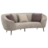 Ellorie upholstered beige curved channel back sofa main view