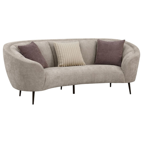 Ellorie upholstered beige curved channel back sofa main view