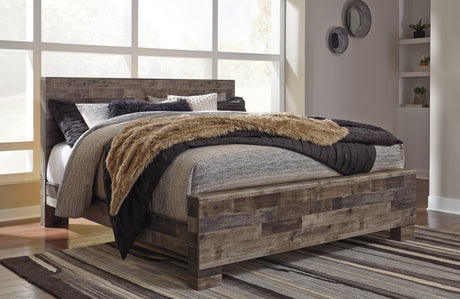 Derekson Multi Gray King Panel Bed angled view
