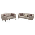 Ellorie 2-piece beige upholstered curved sofa and loveseat set main view
