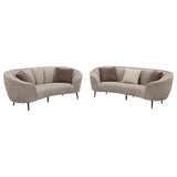 Ellorie 2-piece beige upholstered curved sofa and loveseat set main view