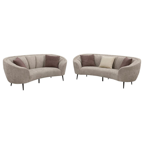 Ellorie 2-piece beige upholstered curved sofa and loveseat set main view