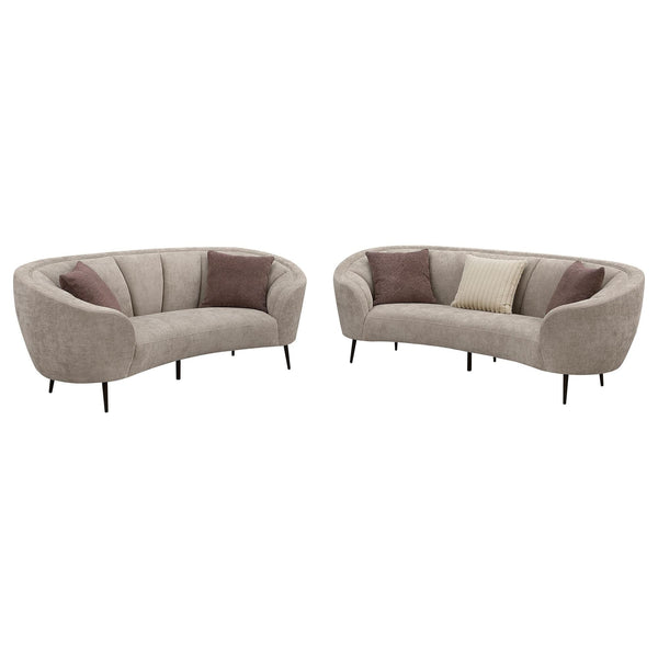 Ellorie 2-piece beige upholstered curved sofa and loveseat set main view
