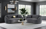 Brookside velvet upholstered sofa set in dark grey main view