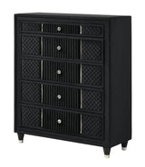Armany Black Upholstered Chest front view