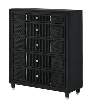 Armany Black Upholstered Chest front view