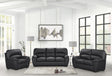 front view of Tiffany Black Faux Leather Sofa and Loveseat set