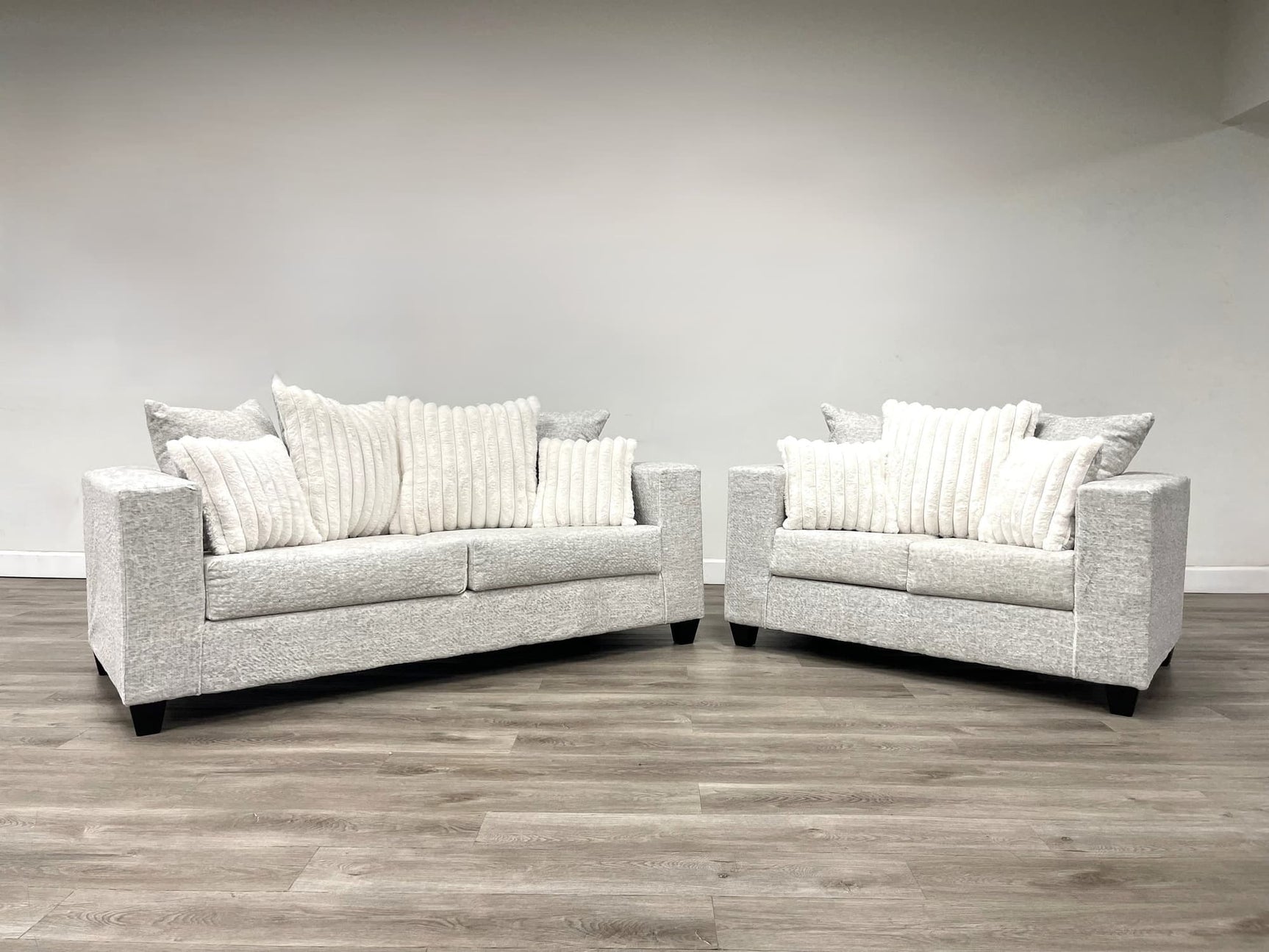 Kaf Cream sofa and loveseat set main living room view