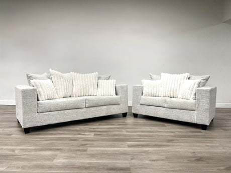 Kaf Cream sofa and loveseat set main living room view