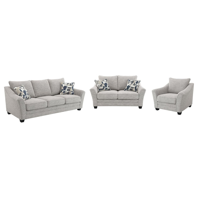 Tomkins 3-piece light grey boucle upholstered sofa set main view