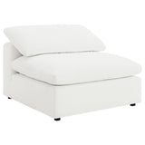 Raleigh Boucle Upholstered Armless Chair Ivory front view