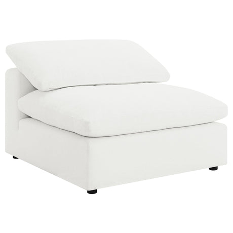 Raleigh Boucle Upholstered Armless Chair Ivory front view