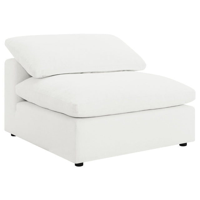Raleigh Boucle Upholstered Armless Chair Ivory front view