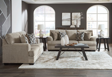Front view of Ashley 595-04 sofa and loveseat set in taupe