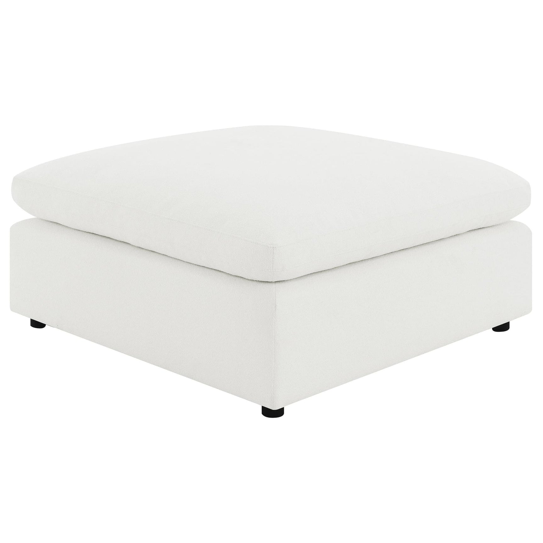Raleigh Ivory Boucle Upholstered Ottoman front angle