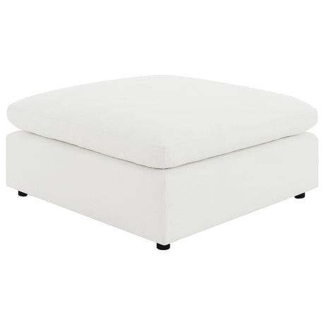 Raleigh Ivory Boucle Upholstered Ottoman front angle