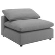 Raleigh Armless Chair in grey boucle upholstery front view
