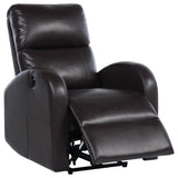 Grant brown upholstered power recliner chair front view