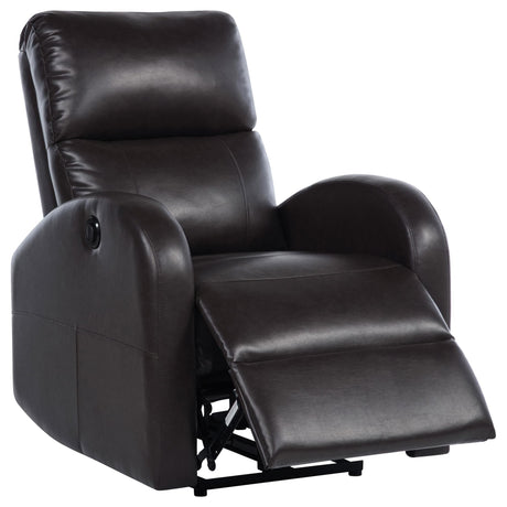 Grant brown upholstered power recliner chair front view