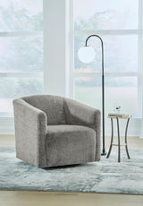 Bramner Charcoal Swivel Accent Chair angled side view