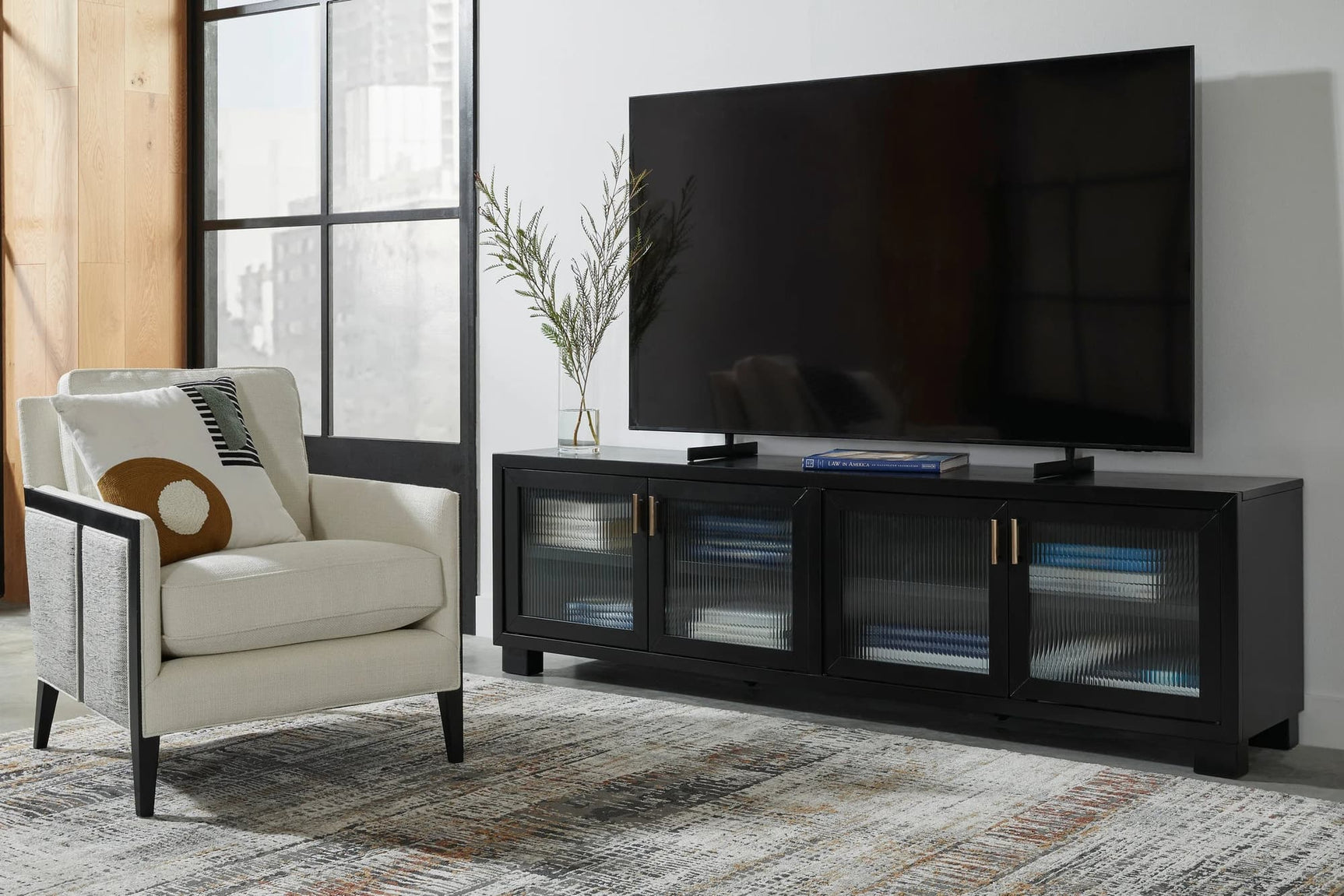 W786-78 TV stand 85 inches length front angle