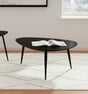 Odessa Triangular Mango Wood Coffee Table Black, front angle view