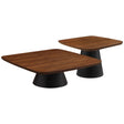 Eason 2-piece coffee table set walnut and black front angle