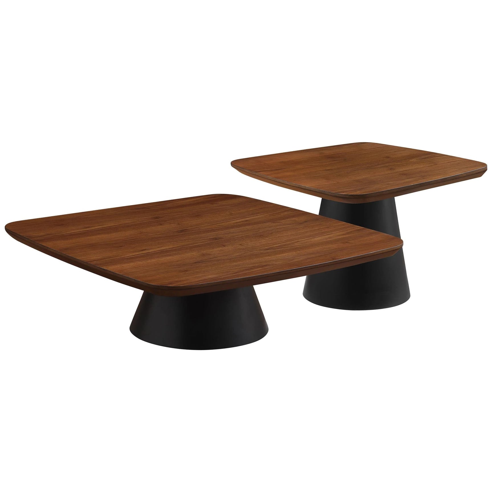 Eason 2-piece coffee table set walnut and black front angle