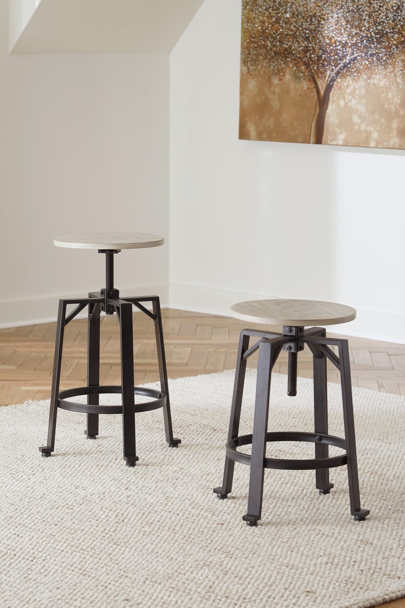 Karisslyn Whitewash and Black Counter Height Stool front angle