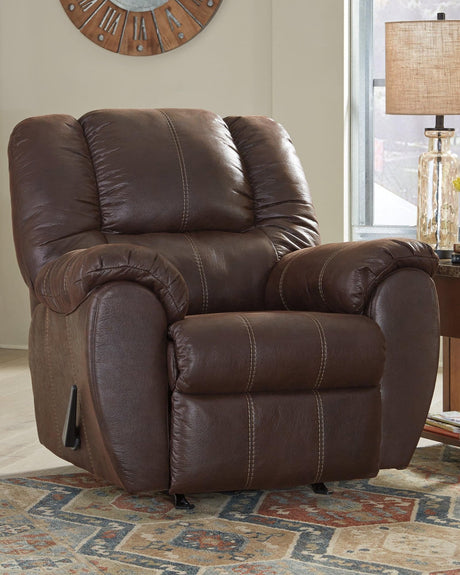 McGann Walnut Faux Leather Recliner chair front view