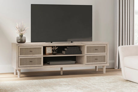 Belmar two-tone woven 72-inch TV stand front view