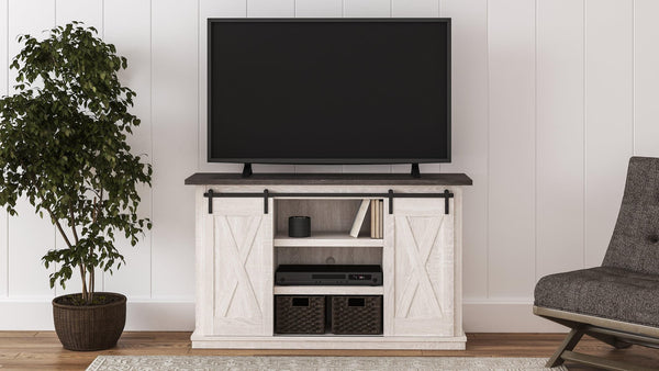 Dorrinson Two-Tone 54 Inch TV Stand angled view