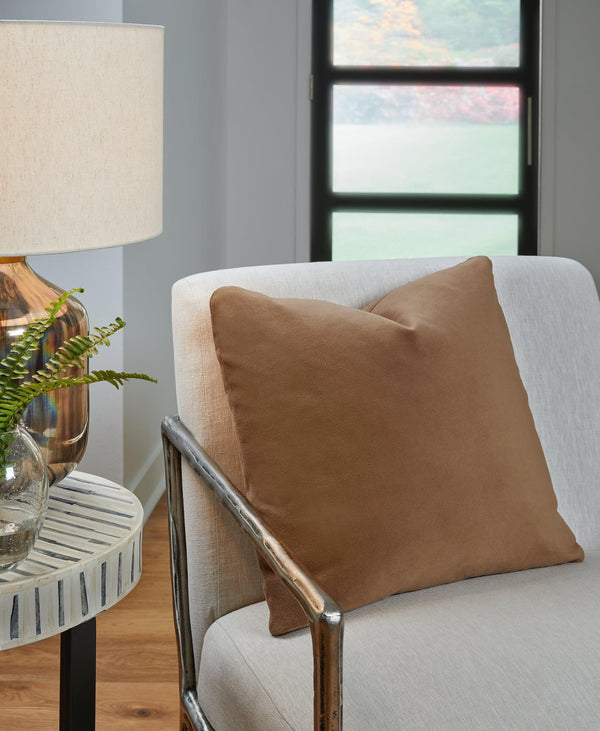 Caygan Honey Pillow front view showing honey fabric and square shape
