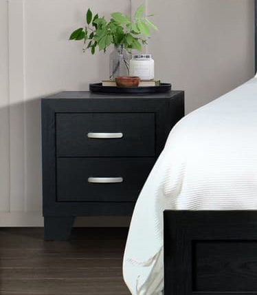 Bingo Black Nightstand - Solid Wood Bedroom Storage