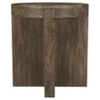 Kinkaid round solid mango wood end table with brown finish, front view