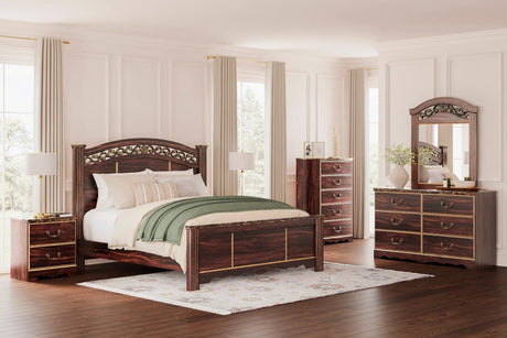 Genry Cherry Panel Bedroom Set king panel bed main view