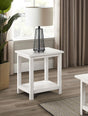 Payne white wood end table with bottom shelf front view