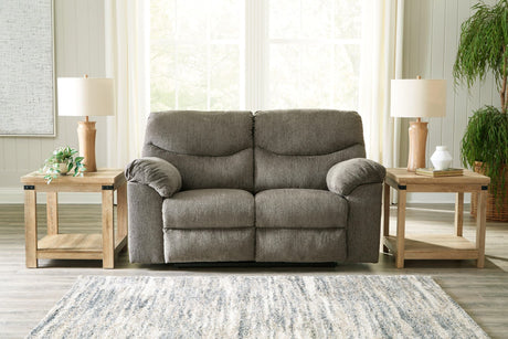 Alphons Putty Reclining Loveseat front view