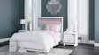 Main view of Tula White LED Upholstered Panel Bedroom Set bed