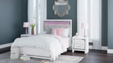 Main view of Tula White LED Upholstered Panel Bedroom Set bed