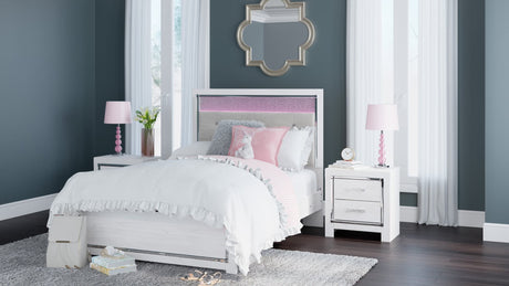Main view of Tula White LED Upholstered Panel Bedroom Set bed