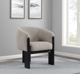 Valdez Boucle Upholstered Barrel Back Accent Chair Beige front view